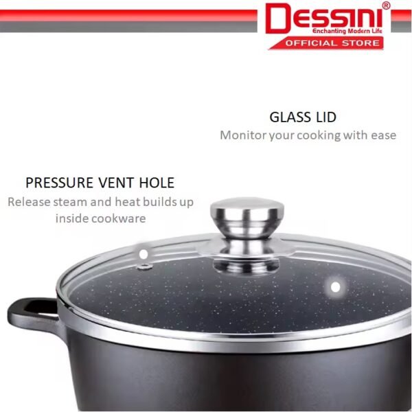 DESSINI ITALY Granite Aluminium Non Stick Casserole Pot Bowl Deep Fry Pan Cookware Tool (12 Pcs)